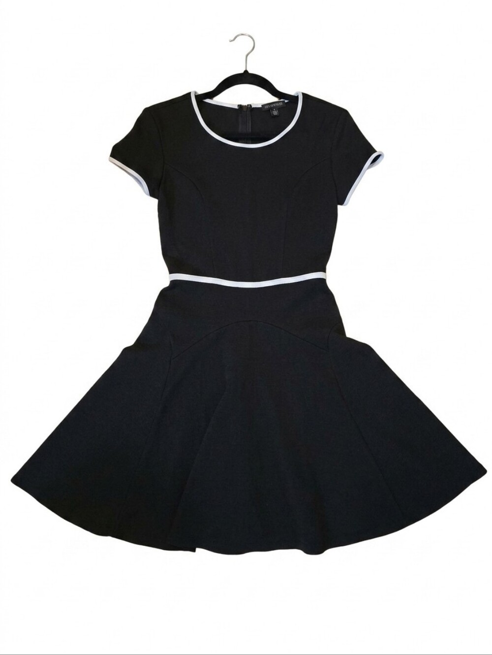 Jodi Kristopher Black Fit & Flare Dress White Trim Size 3 Juniors